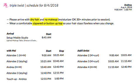 Triple Twist Schedule