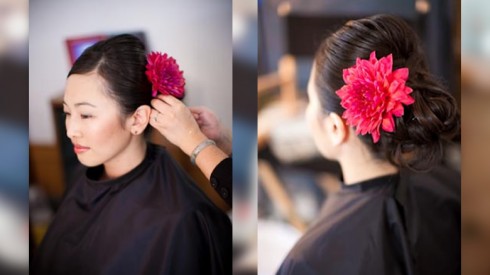 Hair design by Mei: Pulled Back with a puff and bun