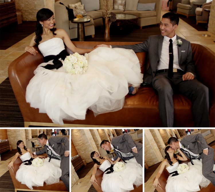 Wedding Dress with Black Compliment, Professional Makeup and Hair by Mei Triple Twist