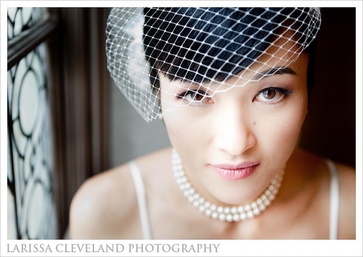 Birdcage Veil, Asian Bride, Breakfast at Tiffany Look, San Francisco