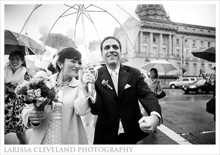 Umbrella Rain San Francisco Wedding Bride Groom